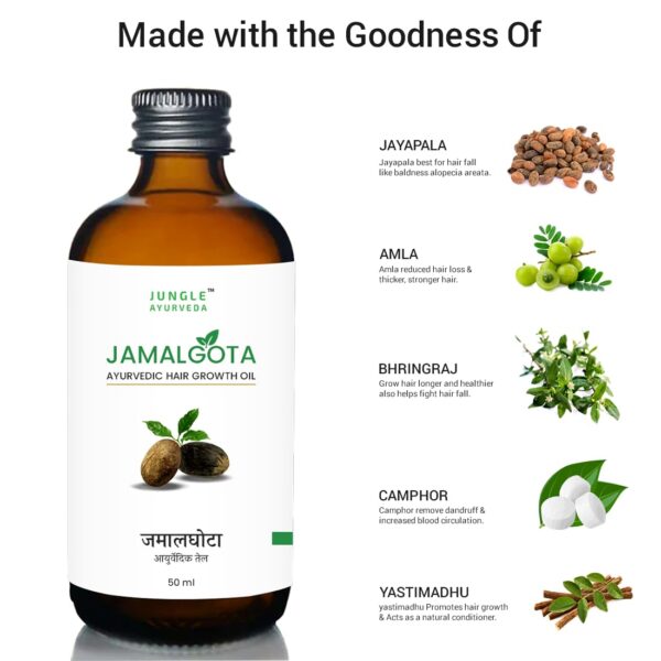 Jamalgota Ayurvedic Hair Oil 50 ml | Hair Fall Control and Hair Growth with Camphor & Coconut Oil - Nourishes Scalp & Stimulates Roots for Men & Women - Image 4