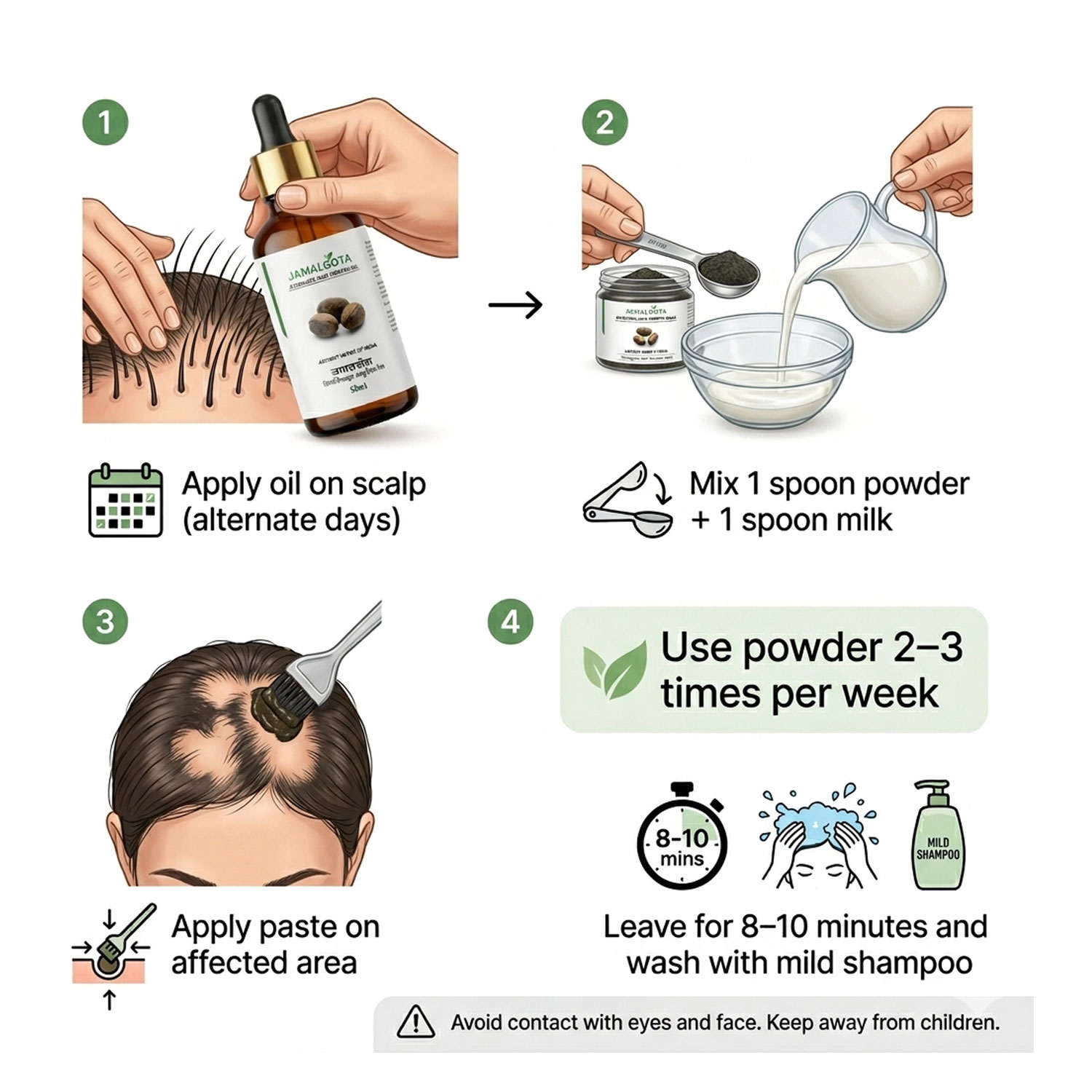 Jamalgota Hair Growth Combo (Oil + Powder Mask); Milk Detoxified Ayurvedic System; Supports Hair Regrowth & Alopecia Care; Follicle Activation & Scalp Nourishment; 2-Step Herbal Treatment Kit