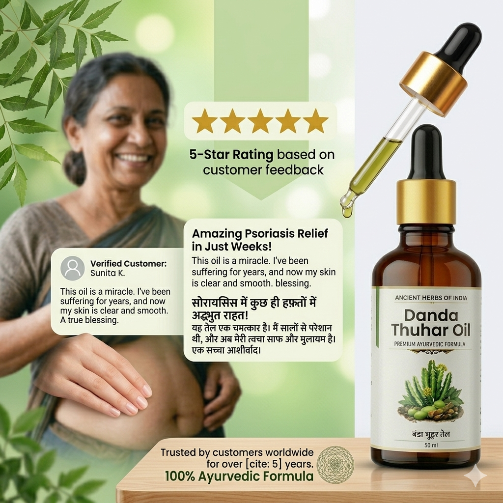 Danda Thuhar Psoriasis oil for scaly patches, Eczema and Psoriasis Treatment | दाद, खाज और खुजली का तेल