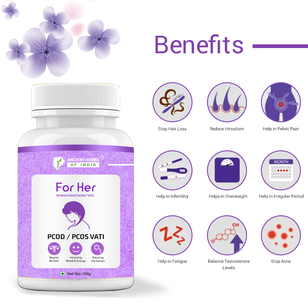 PCOD & PCOS Vati For Womenhood – Help in Irregular periods, Hormonal Imbalance and Stress – PCOS&PCOD Powder For Women.